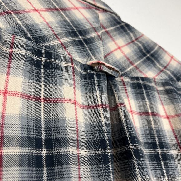 Flyshacker Button Up Shirt Men Medium Chamois Sand Black Plaid Long Sleeve - Picture 11 of 14